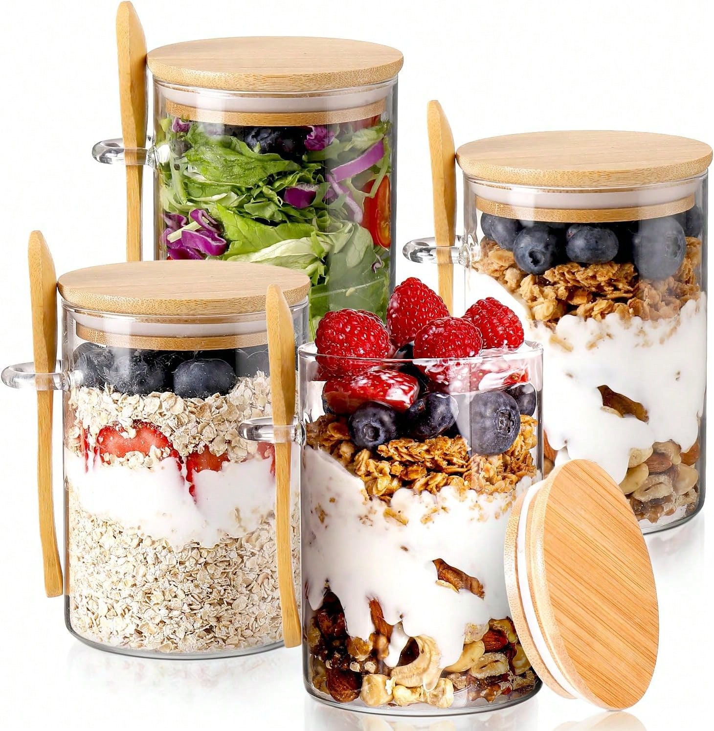 Meal Prep Yogurt Parfait - Set di 4 Barattoli per Overnight