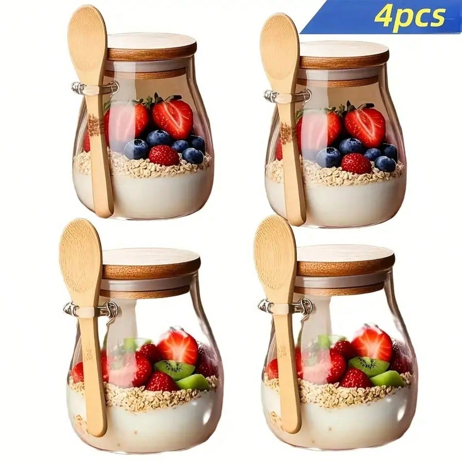 Meal Prep Yogurt Parfait - Set di 4 Contenitori per Overnight