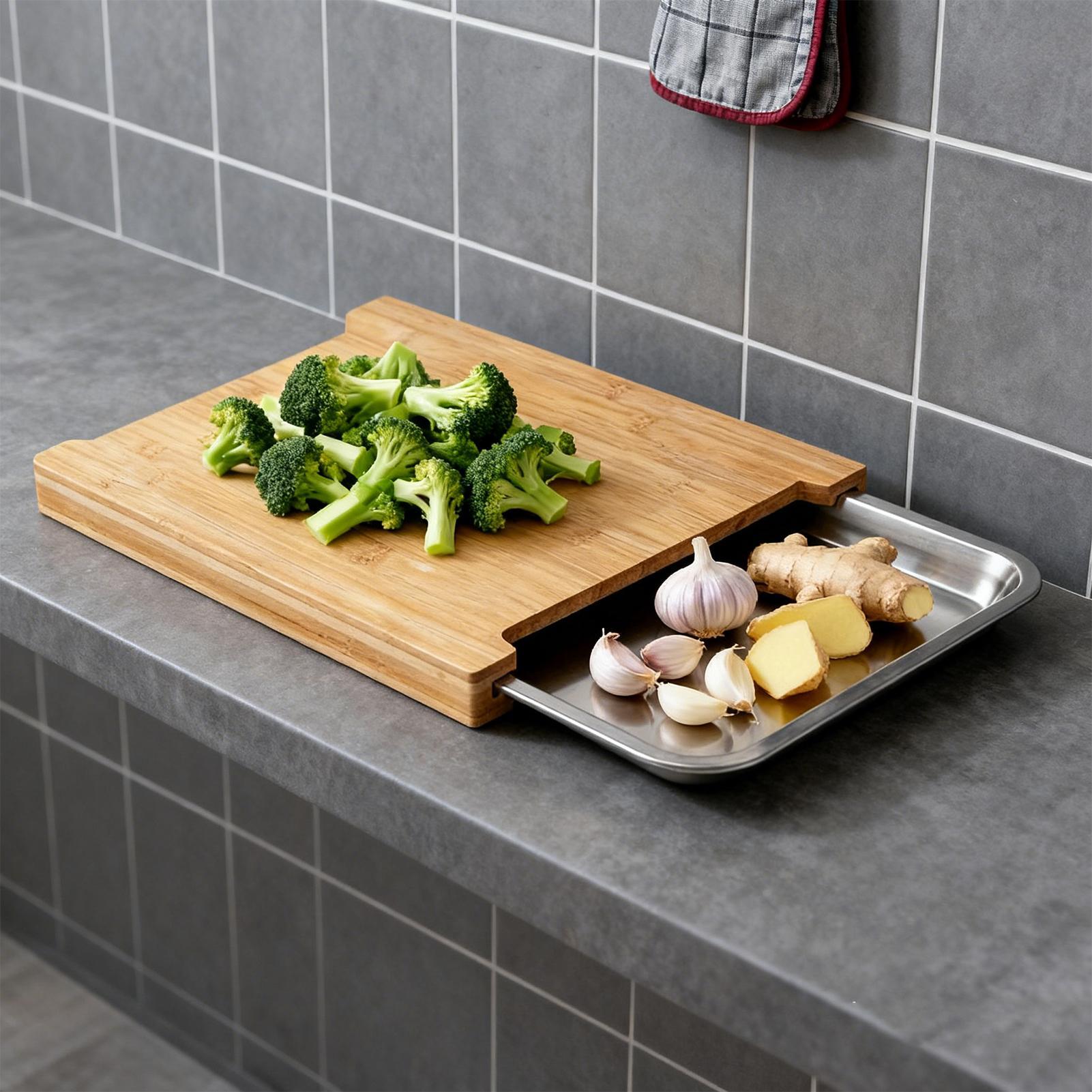 Meal Prep For Cutting - Tagliere in Legno Antiscivolo per Preparazione