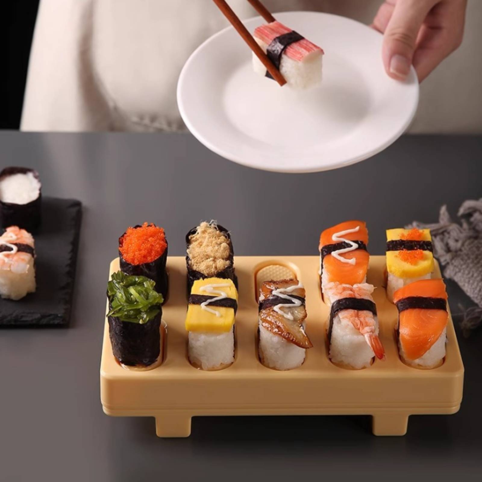 Meal Prep Onigiri - Stampo per sushi rettangolare con cucchiaio,