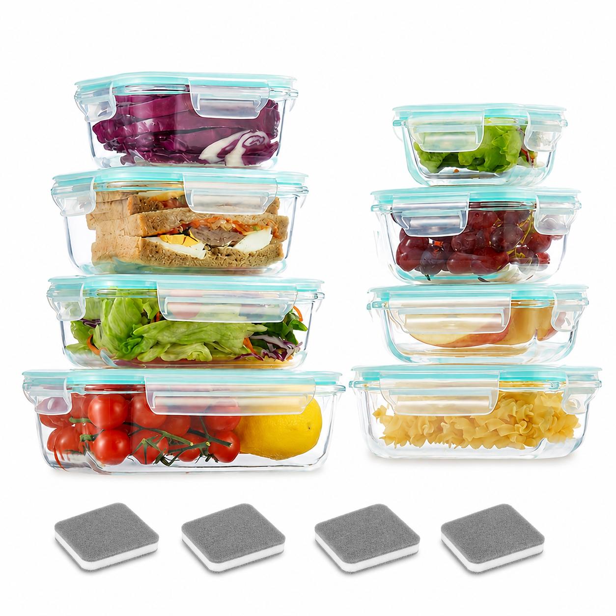 Meal Prep Glass Containers - 16 contenitori in vetro sigillati per