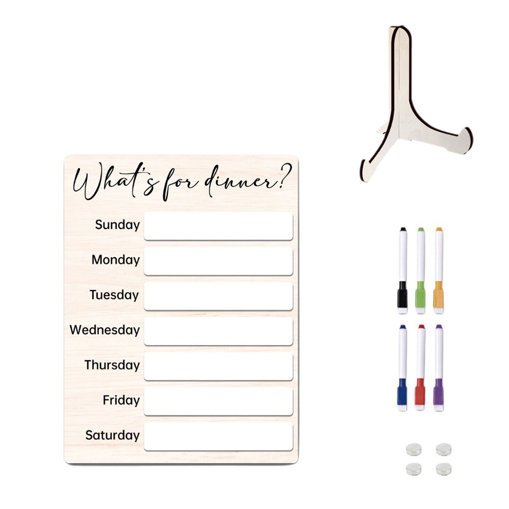 Meal Prep Plan - Lavagna Magnetica per Frigorifero in Legno
