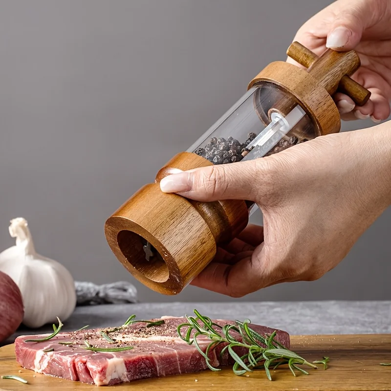 Herb Keeper Bottle - Macinapepe manuale in legno di acacia
